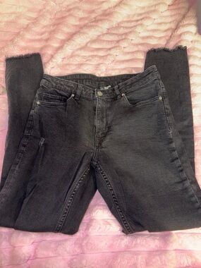 Divided Black Skinny Jeans with Raw Hem